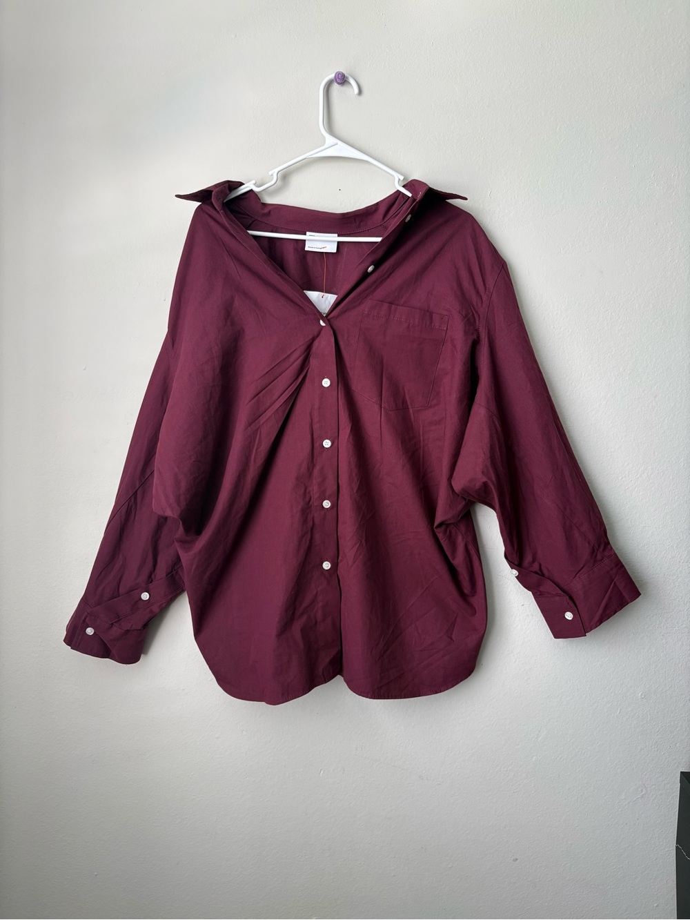 ASOS DESIGN Burgundy Plum Oversized Button Up Shirt NWT M